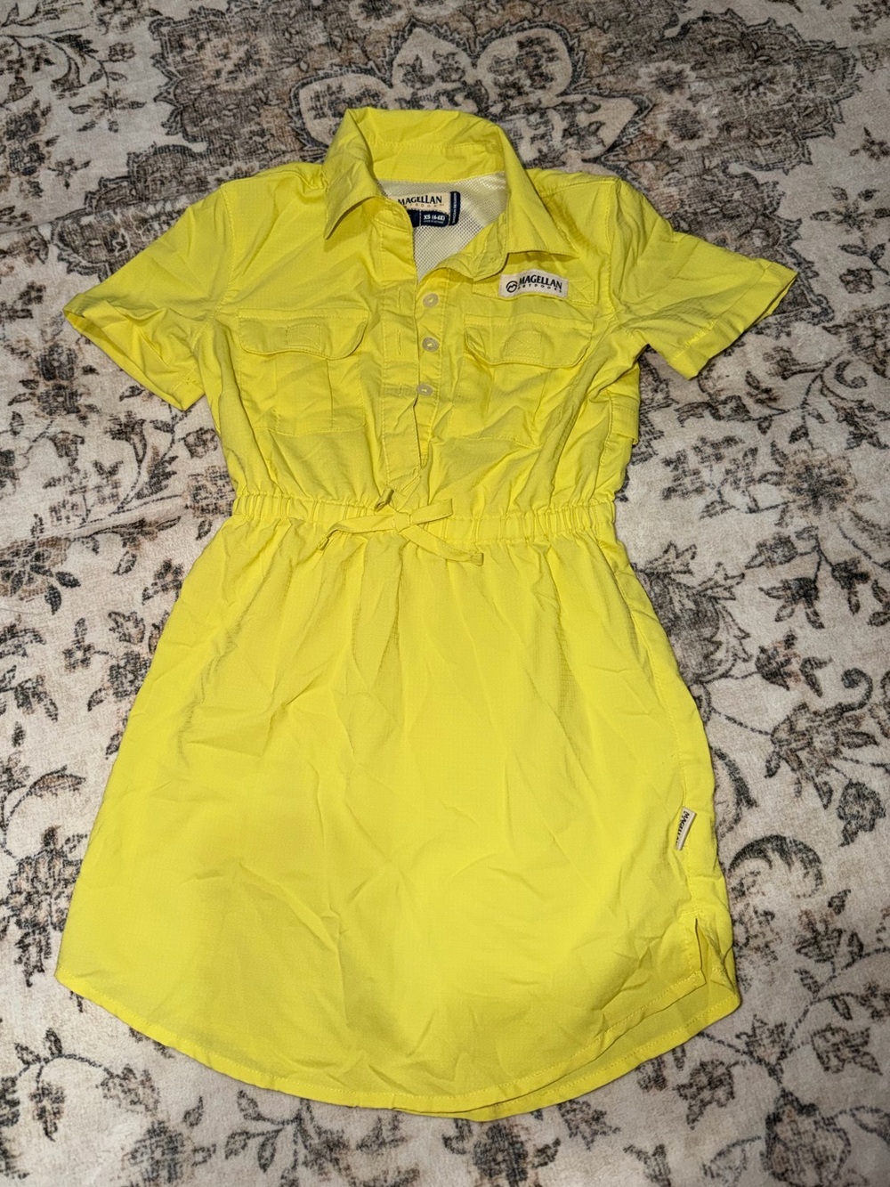 Magellan Outdoors KIDS Yellow Short-Sleeve Shirt Dress